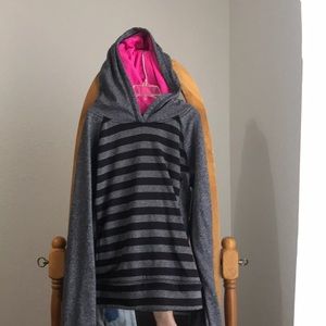 grey pink and black hoodie